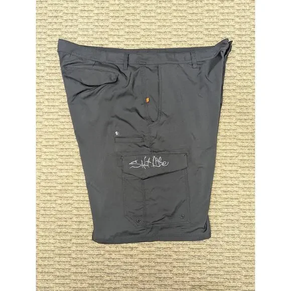 Salt Life SLX-QD Hybrid Shorts Men’s 40 Vapor Stretch Cargo Black Swim Beach - Picture 3 of 9
